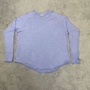 Zella Womens Relaxed Washed Slub Raglan Long Sleeve Tee Cosmic Purple XS NWOT